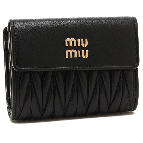 【P5% 6/5 0時〜24時】ミュウミュウ 三つ折り財布 マテラッセ ミニ財布 ブラック レディース MIU MIU 5ML002 2FPP F0002｜axes｜02