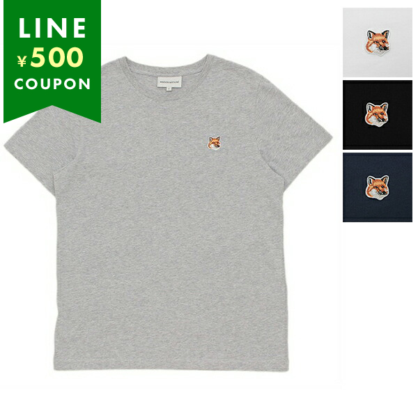 メゾンキツネ Tシャツ カットソー フォックスヘッド パッチ レディース MAISON KITSUNE LW00105 KJ0008 FOX HEAD PATCH REGULAR TEE SHIRT LIGHT