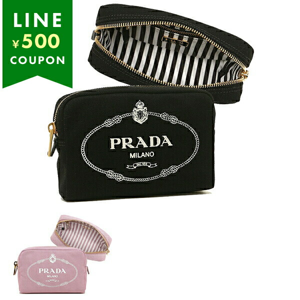 ✨人気カラー✨PRADA カナパポーチ ロゴ キャンバス ピンク RFID搭載