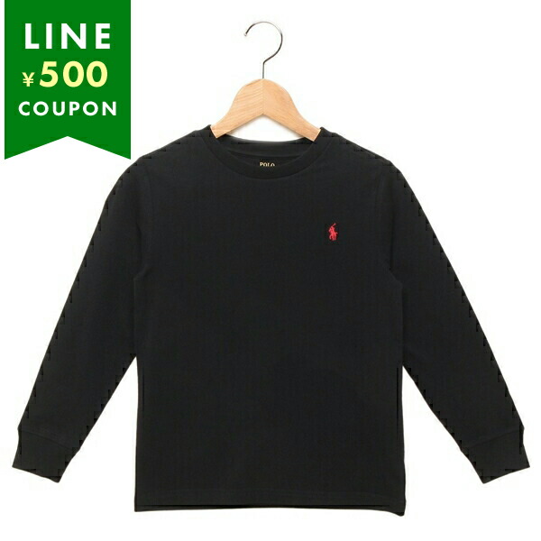 ポロラルフローレン 子供服 ロングスリーブクルーネックTシャツ ブラック ボーイズ RALPH LAUREN 322843804001 BK