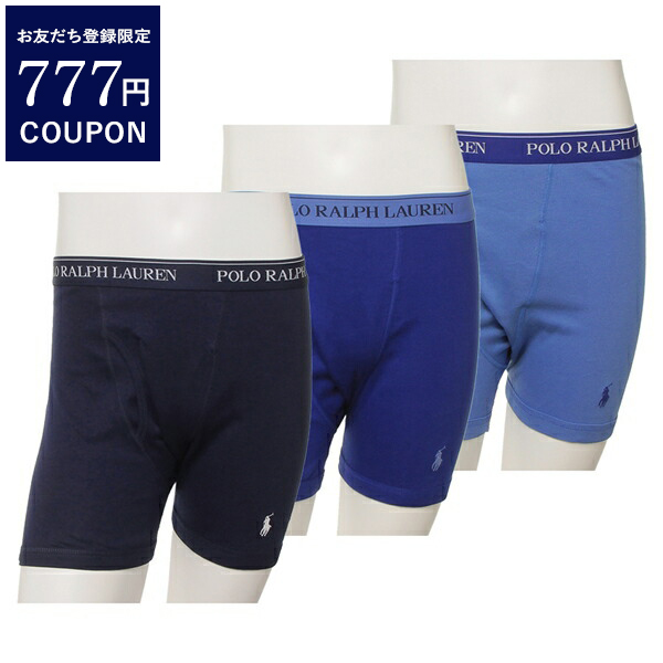 ポロラルフローレン POLO RALPH LAUREN インナー パンツ 下着 3枚セット ボクサーパンツ ブリーフ BOXER BRIEFS NCBBP3 A2D BLUE ROYAL NAVY