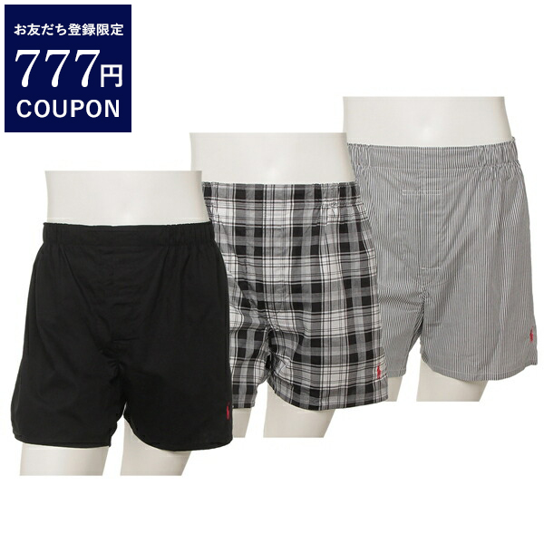 ポロラルフローレン POLO RALPH LAUREN インナー パンツ 下着 3枚セット トランクス TRUNKS NCWBP3 46G STRIPE PLAID BLACK マルチカラー