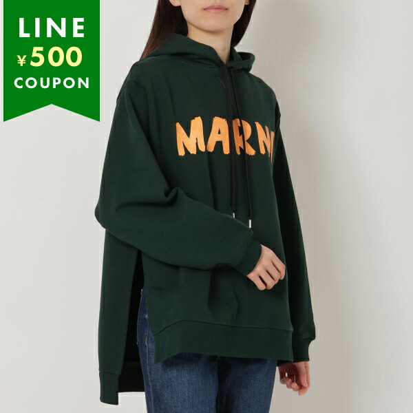 マルニ パーカー フーディー オーバーサイズ オーガニックコットン グリーン レディース MARNI FLJE0179P1 USCU88 LOV89
