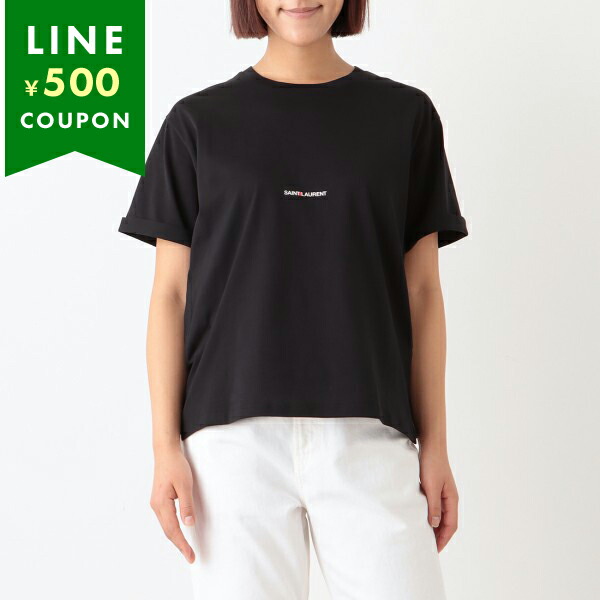 サンローランパリ Tシャツ トップス ロゴ ブラック レディース SAINT LAURENT PARIS 460876 YB2DQ 1000