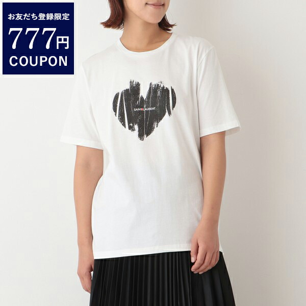 サンローランパリ トップス Tシャツ ロゴ ハート ホワイト レディース SAINT LAURENT PARIS 615522 YBSO2 9744