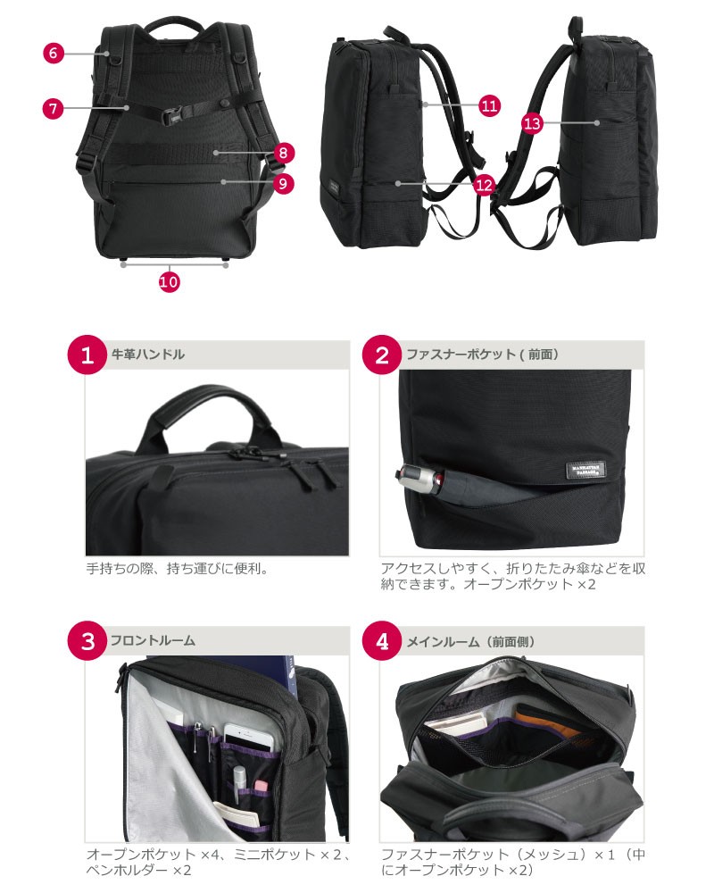 マンハッタンパッセージ MANHATTAN PASSAGE ウェルオーガナイズド バックパック エスト2 5415 (北海道沖縄/離島別途送料) 正規取扱店 MANHATTAN PASSAGE（マンハッタンパッセージ） ウェルオーガナイズド