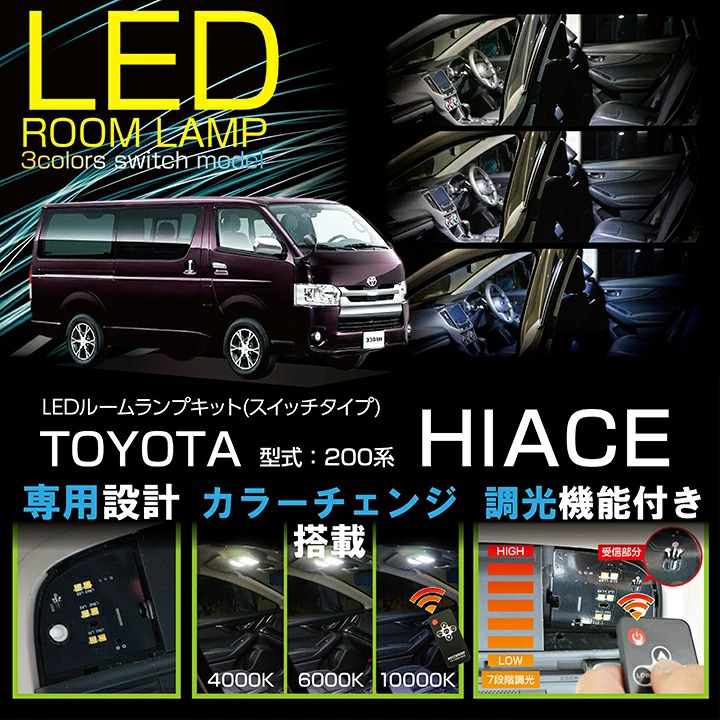（送料無料）LEDルームランプ トヨタ ハイエース（型式：200系 