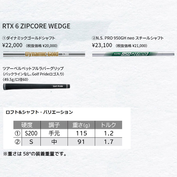 【SALE】【◎カスタム在庫/ブラックサテン/RTX6 ZIPCORE】クリーブランドジップコアウェッジ 正規品 N.S.PRO950GH【12680】｜axisrd｜13