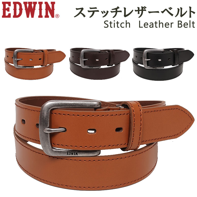 EDWIN エドウィン ステッチ レザー ベルト Stitch Leather Belt エドウイン 牛革 0111177