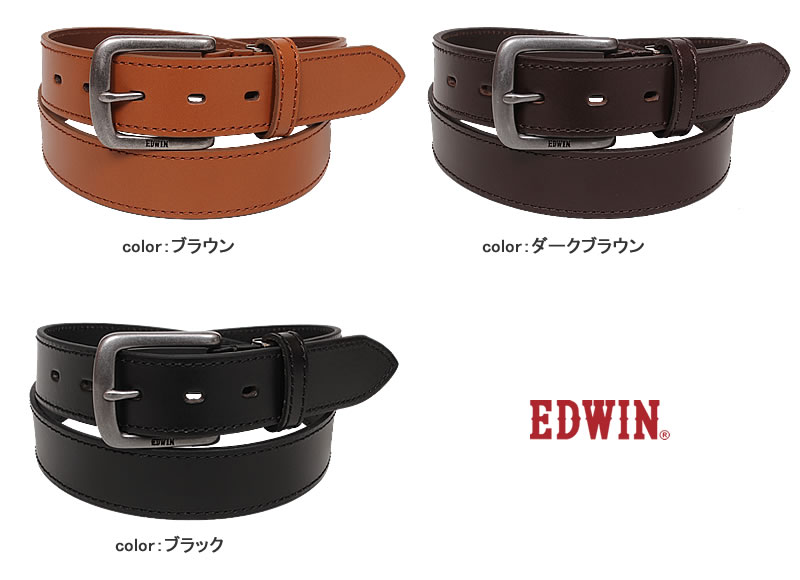 EDWIN エドウィン ステッチ レザー ベルト Stitch Leather Belt エドウイン 牛革 0111177