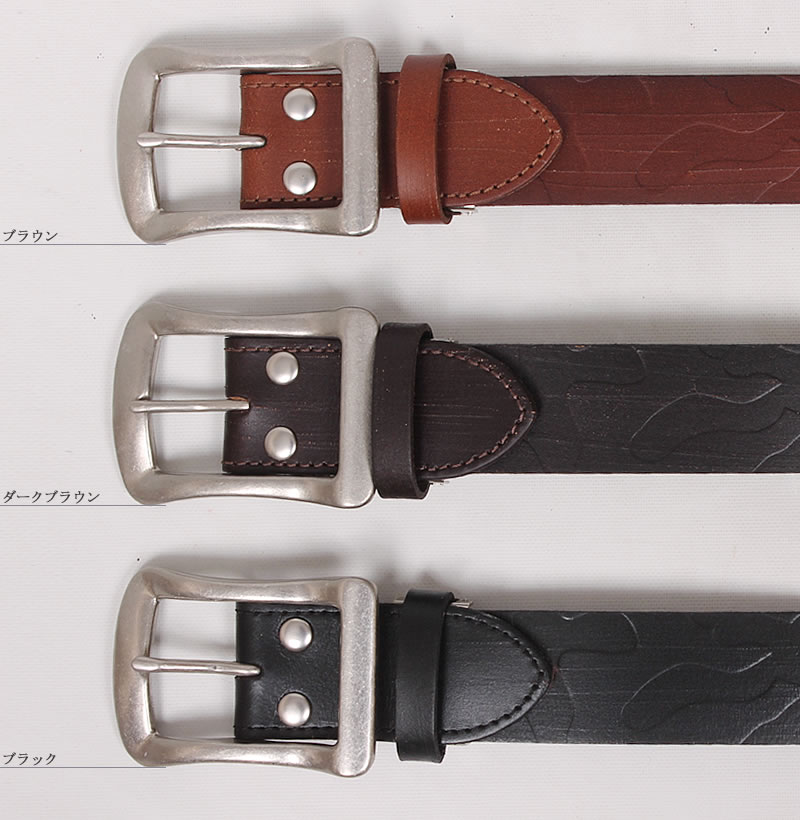 A.P.C 型押しレザーベルト新品未使用 Hawk Company（ホークカンパニー） カモフラージュ型押し レザーベルト