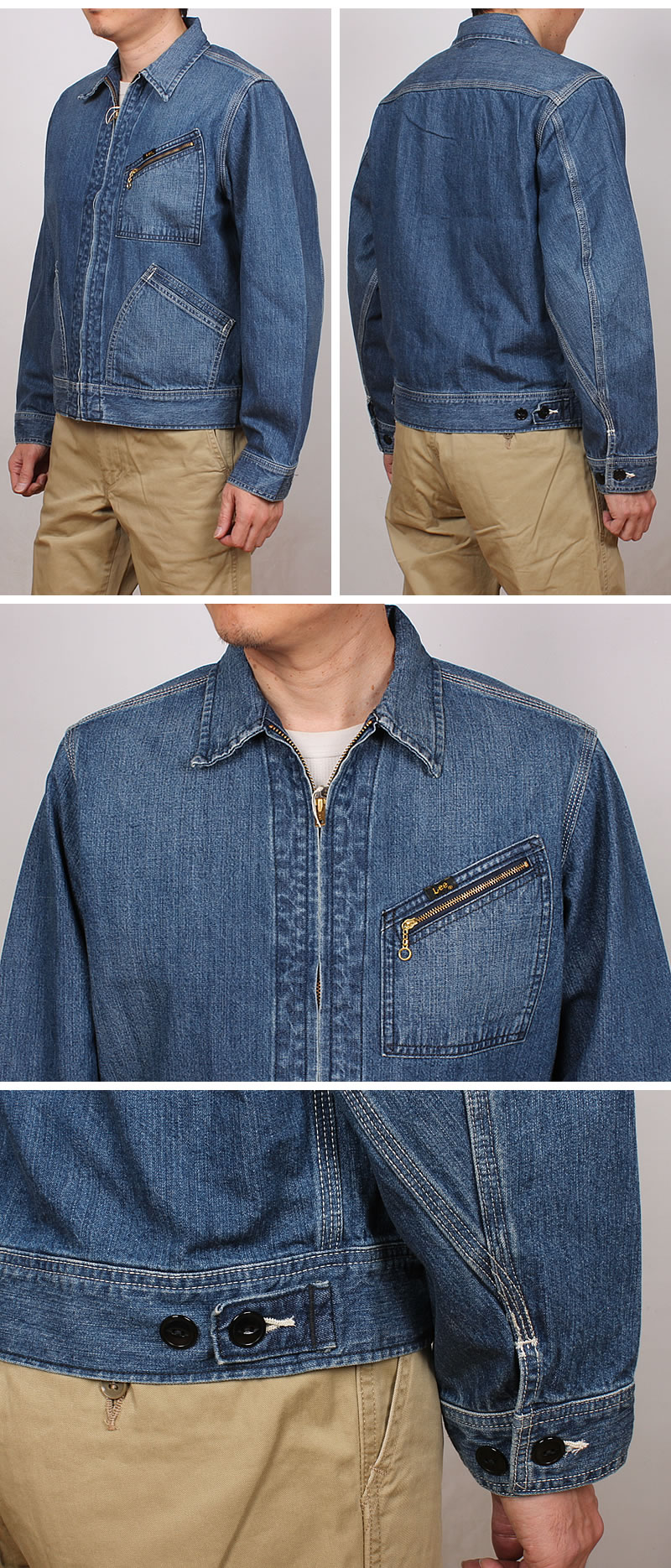Lee リー ジップアップ ブルゾン 91-B ジャケット ダンガリーズ DUNGAREES デニム ツイル LM7238 Gジャン ジージャン メンズ | Lee | 04