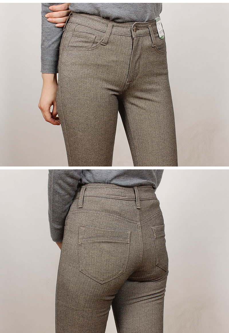 SALE Mrs.Jeana ミセスジーナ 裏起毛 ウールタッチ ヘリンボーン