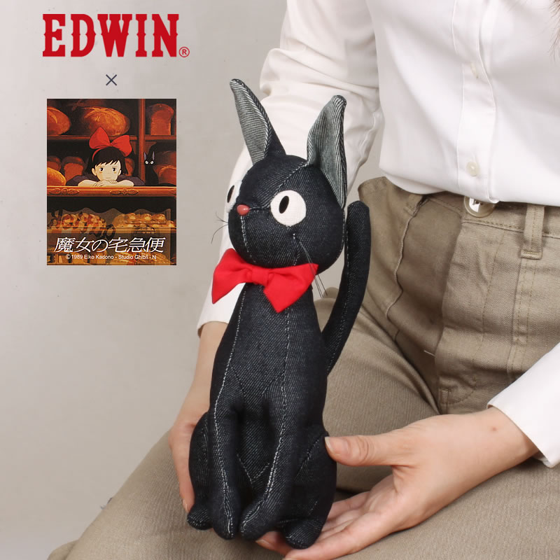 EDWIN☆魔女の宅急便（ジジ） オールデニムぬいぐるみ エドウィン 