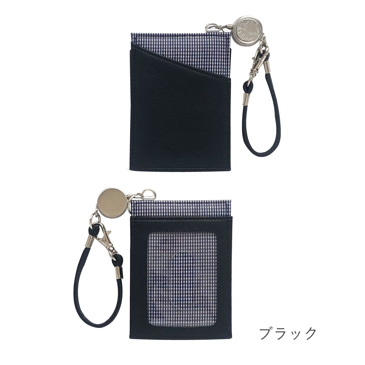 パスケース リール付き 定期入れ カード入れ 2枚 両面 カードキー ICカード カードが落ちない ...