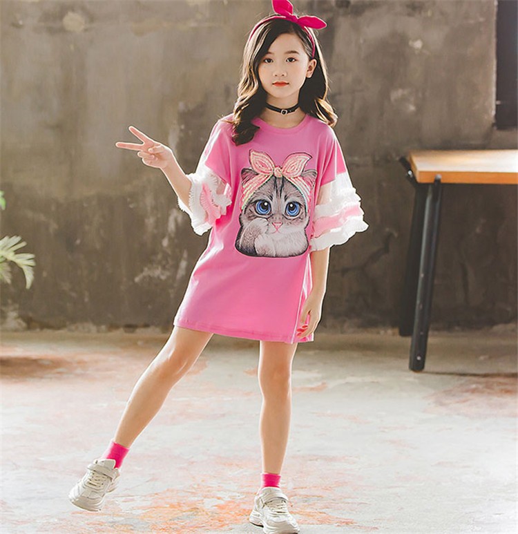 子供服 ワンピース キッズ 子供ドレス Dress 韓国子供服 ジュニア 女の子 夏 半袖 膝丈ワンピース ロングtシャツ カジュアル おしゃれ 可愛い 通学着 新品 Y アユストア 通販 Yahoo ショッピング