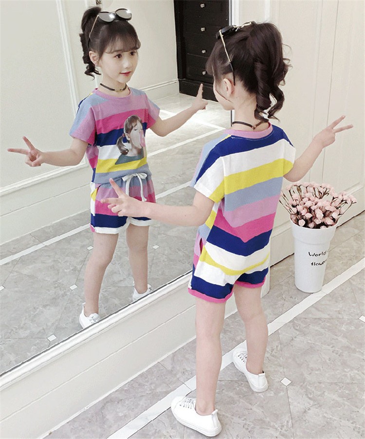 子供服 セットアップ 女の子 韓国子供服 キッズ ジュニア 春夏 上下セット 2点セット半袖 Tシャツ ストライプ ショートパンツ 可愛い おしゃれ 通学着 新品 Y アユストア 通販 Yahoo ショッピング