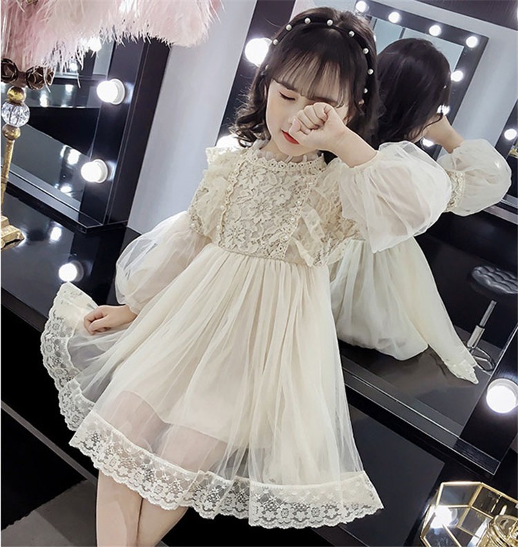 子供服 ワンピース キッズ 女の子 秋着 長袖 レースワンピース 膝丈 白 子供ドレス dress 韓国子供服 ジュニア 結婚式 カジュアル おしゃれ  可愛い 新品 :y450716:アユストア - 通販 - Yahoo!ショッピング