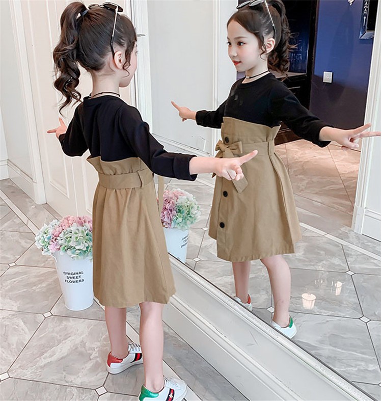 子供服 ワンピース 女の子 長袖 子供ドレス Dress キッズ 春秋 秋着 膝丈ワンピース 丸首 蝶結び 韓国子供服 ジュニア カジュアル おしゃれ 可愛い 通学着 新品 Y アユストア 通販 Yahoo ショッピング