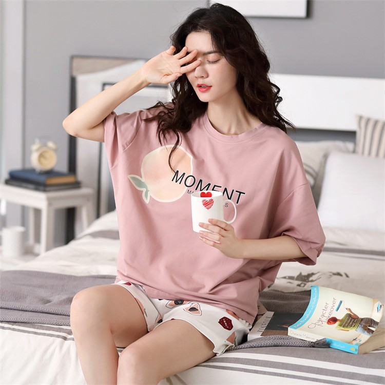 パジャマ レディース 春夏 8色 半袖 綿素材 ルームウェア 2点セット Tシャツ 八分丈パンツ 姫系 薄手 寝巻き 部屋着 快適 体型カバー 大きいサイズ 可愛い 新品 日本最大の