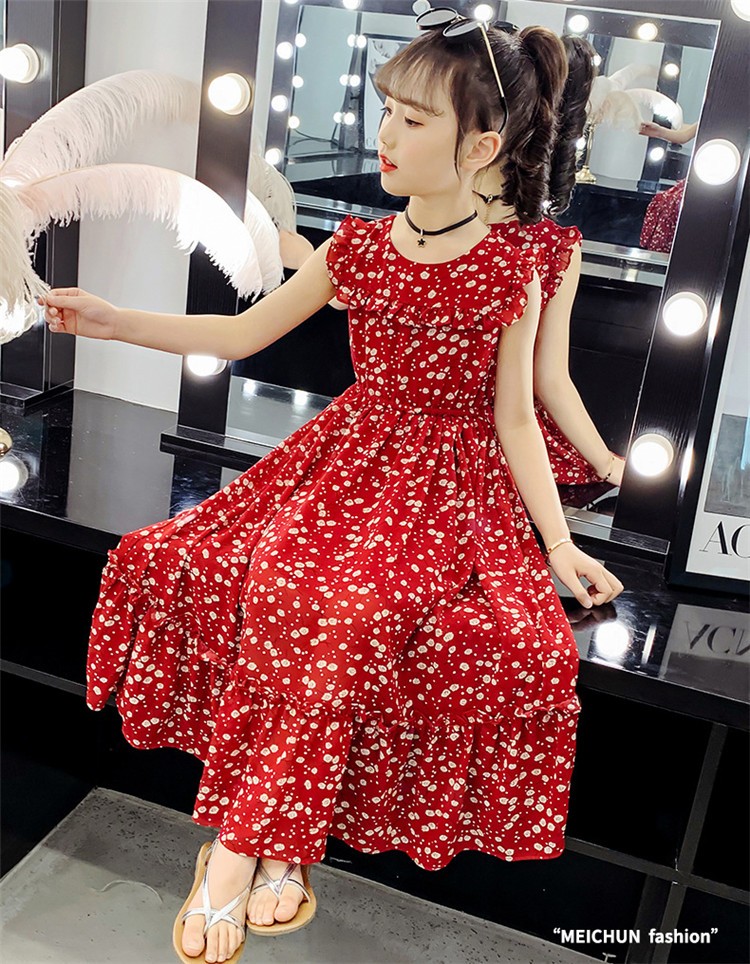 ワンピース キッズ 子供服 女の子 夏 キッズワンピース 花柄ワンピース ロング丈 シフォン 子供ドレス ジュニア 子ども お姫様 おしゃれ 可愛い  カジュアル 新品 :y454567:アユストア - 通販 - Yahoo!ショッピング