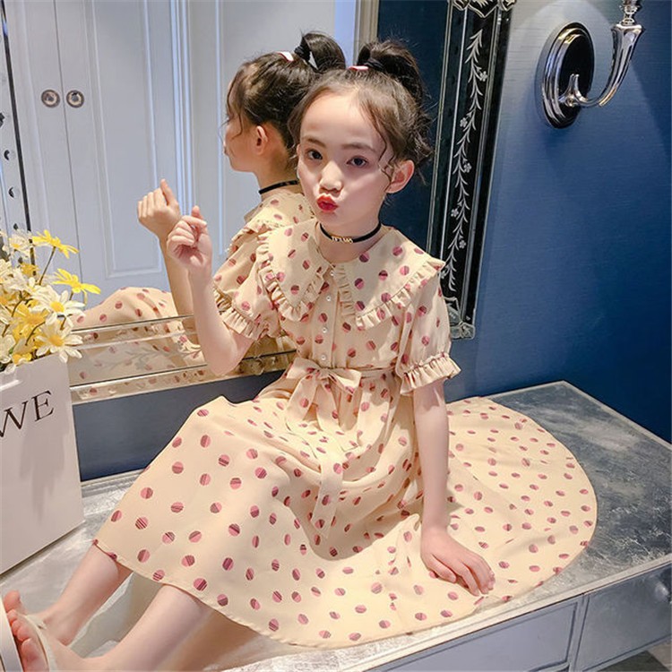 子ども服 ワンピース 女の子 幼児 シフォン ワンピー 水玉柄 可愛い 夏着 夏ワンピ 半袖 プリンセス キッズ リゾートワンピ ドット柄 膝丈上 お出かけ 80 130 予約販売 本