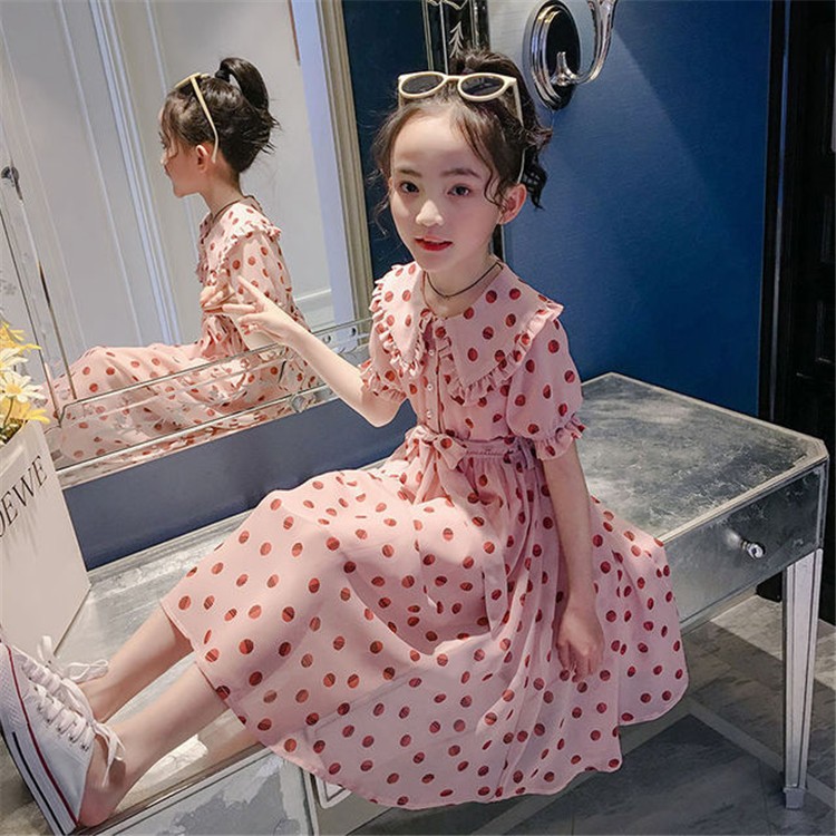 子ども服 ワンピース 女の子 幼児 シフォン ワンピー 水玉柄 可愛い 夏着 夏ワンピ 半袖 プリンセス キッズ リゾートワンピ ドット柄 膝丈上 お出かけ 80 130 予約販売 本