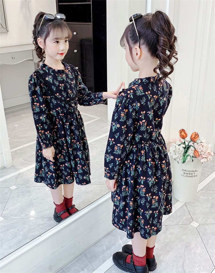 ワンピース キッズ 長袖ワンピース 子供服 女の子 春 秋 花柄ワンピース 綿 子供ドレス ジュニア チュニック フレア おしゃれ 可愛い カジュアル  新品 150 160 :y455645:アユストア - 通販 - Yahoo!ショッピング