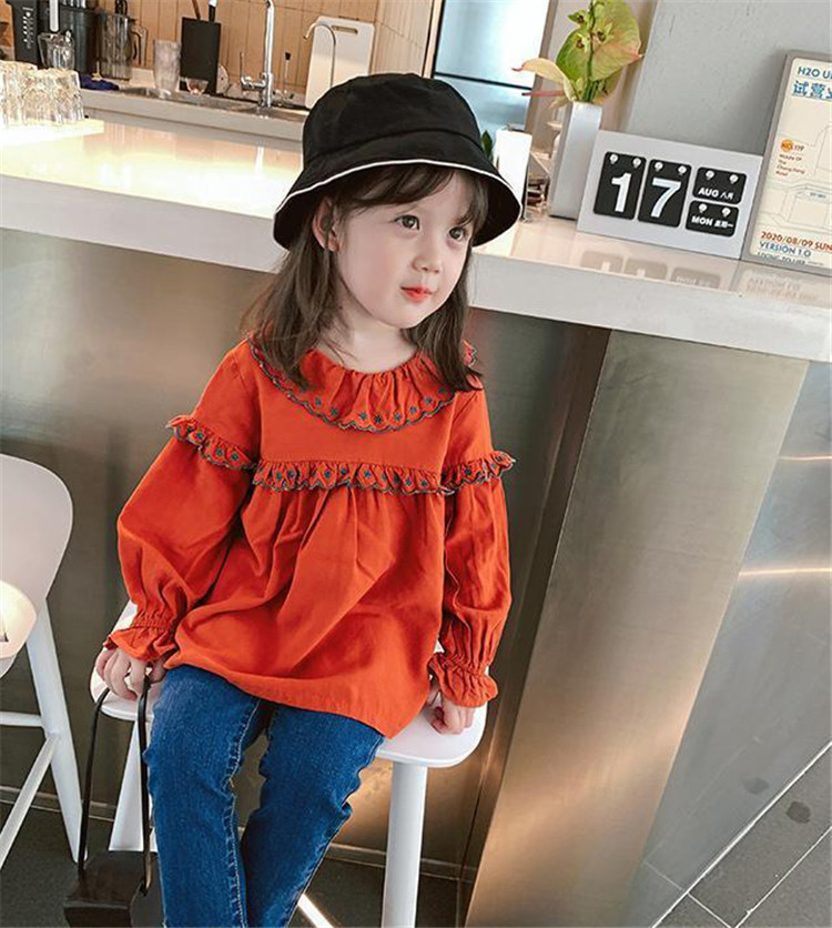 ブラウス キッズ 長袖 韓国子供服 女の子 トップス シャツ フリル 春服 子供服 Tシャツ 普段着 ベビー服 カジュアル 可愛い おしゃれ お出かけ  通学着 新品 90 :y456814:アユストア - 通販 - Yahoo!ショッピング