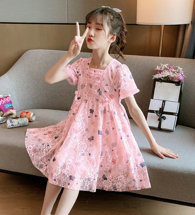 子供服 ワンピース ピンク 160 韓国子ども服 キッズ 女の子 夏服 レースワンピース 蝶々 子供ドレス 結婚式 誕生日 ベビー服 ジュニア お姫様 残りわずか