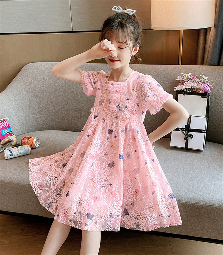 子供服 ワンピース ピンク 160 韓国子ども服 キッズ 女の子 夏服 レースワンピース 蝶々 子供ドレス 結婚式 誕生日 ベビー服 ジュニア お姫様 残りわずか