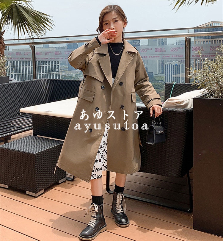 トレンチコート キッズ 子供服 女の子 春秋 アウター ロングコート ジャケット チュニック トップス ジャンパー 韓国子供服 ジュニア ベビー服  おしゃれ 可愛い :y750167:アユストア - 通販 - Yahoo!ショッピング