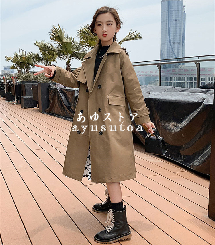 トレンチコート キッズ 子供服 女の子 春秋 アウター ロングコート ジャケット チュニック トップス ジャンパー 韓国子供服 ジュニア ベビー服  おしゃれ 可愛い :y750167:アユストア - 通販 - Yahoo!ショッピング