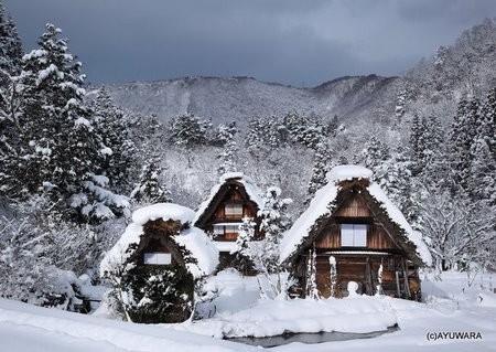 アートフォト 絵画 壁掛け 世界遺産白川郷・冬の晴れ間 岐阜県