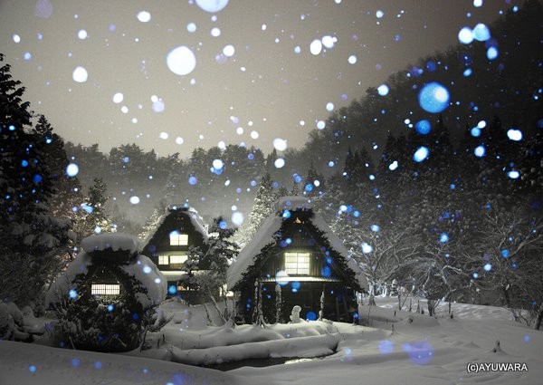 アートフォト 絵画 壁掛け 世界遺産白川郷・雪降り3 岐阜県白川