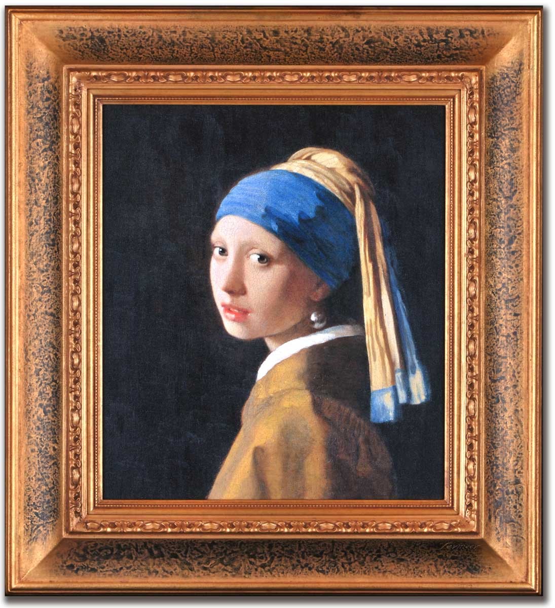 絵画 真珠の耳飾りの少女（青いターバンの少女）（額付き） フェル 