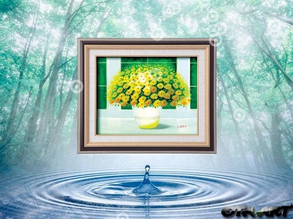絵画 インテリア 絵 額付 (白)油絵 uF6-110302 花 油絵 絵画 アレックス『風水』 壁掛け 壁飾り インテリア 花