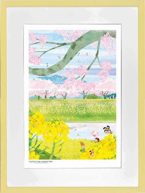 絵画 昆虫物語みなしごハッチ 桜と菜花の二重奏(大全紙) はりたつお 絵画 壁掛け 壁飾り インテリア 油絵 花 アートパネル ポスター 絵