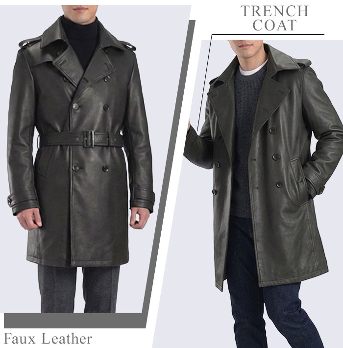 スーツスタイルMARUTOMI コート メンズ フェイクレザーコート アウター