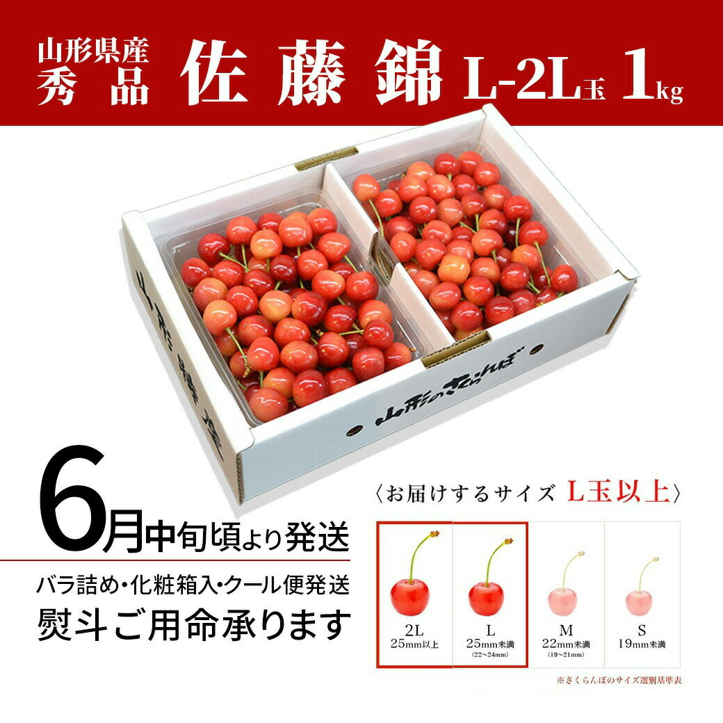 さくらんぼ 佐藤錦 1kg(500g×2) 秀...の詳細画像3