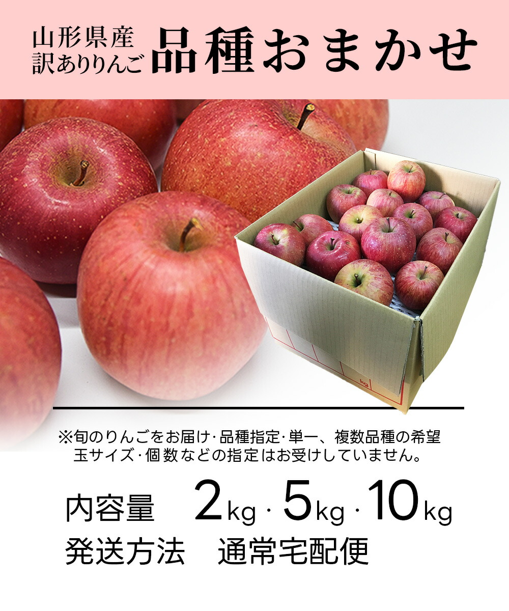 りんご 10kg ご家庭用 訳あり 品種お任せ 山形県産 サンふじ サン