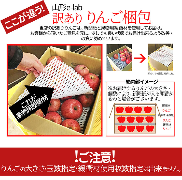 12/16まで値引き中!!リンゴ　10kg②　山形県産サンふじ　家庭用　産地直送 即日発送実施中！】山形県産 訳あり りんご サンふじ 10kg(ご家庭用/22