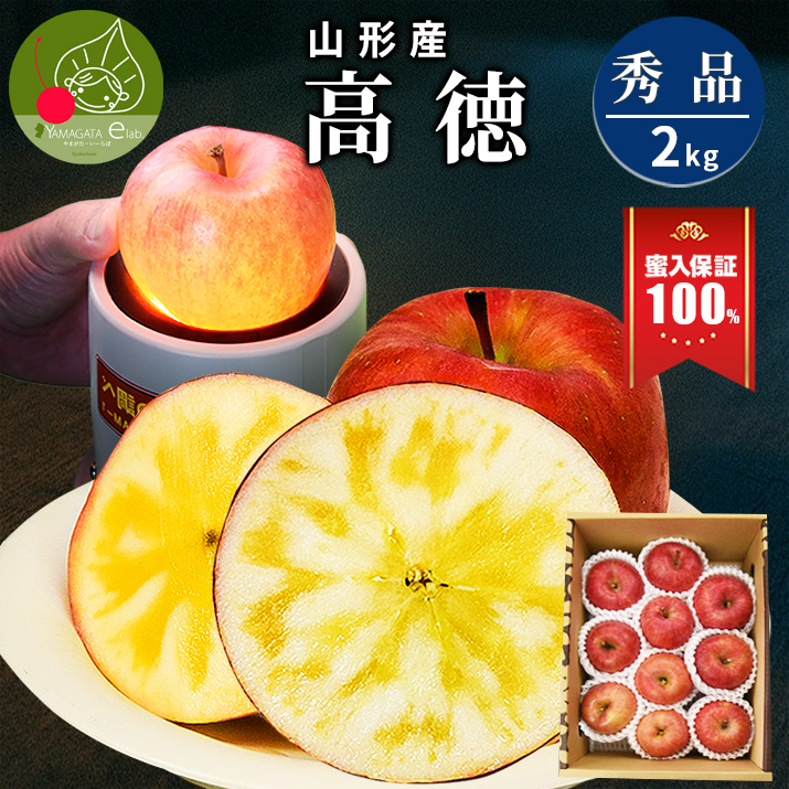 りんご 高徳 (こうとく) 2kg 6〜12玉前後 蜜入り 山形県産 自家用