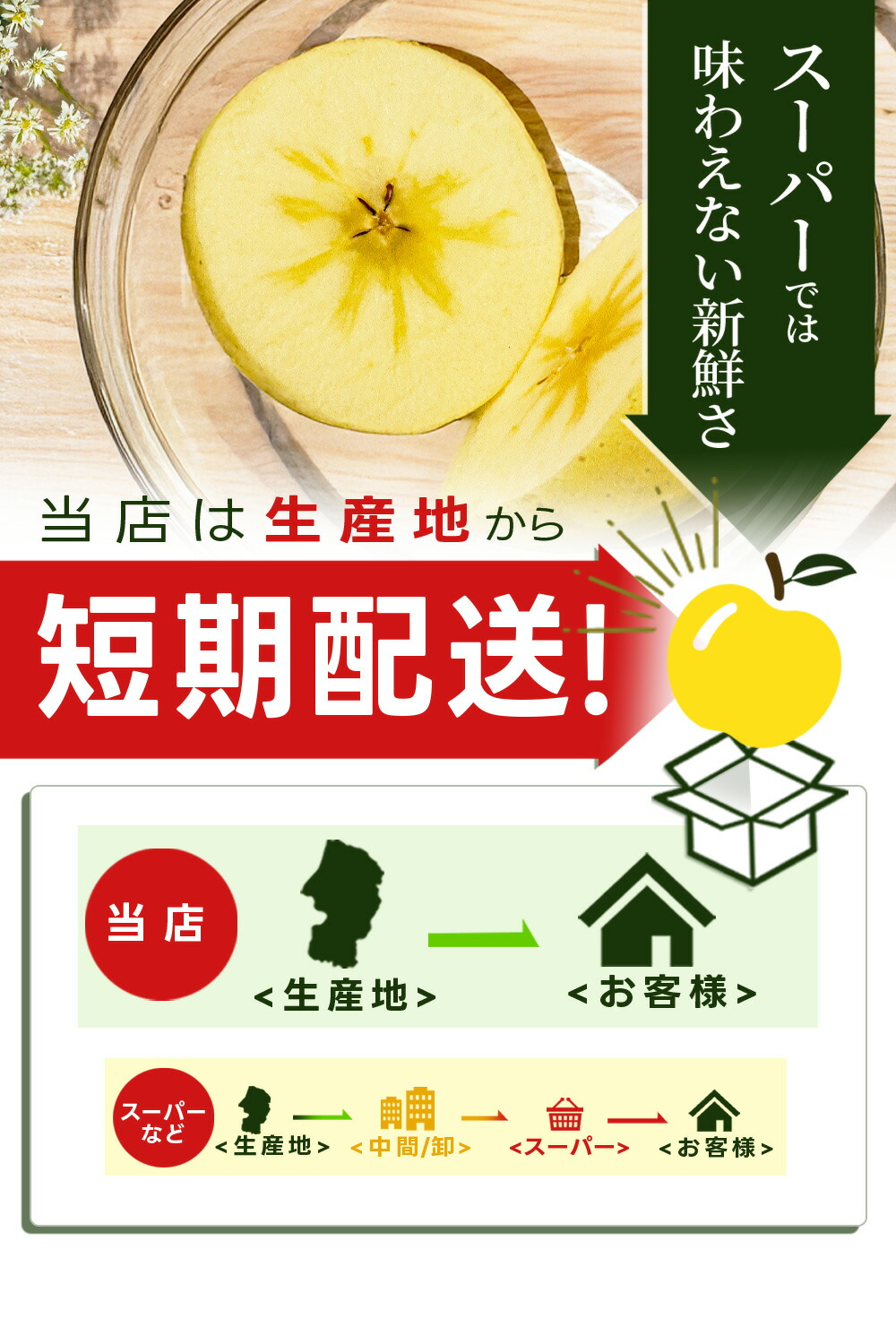 りんご はるか 2kg 5〜8玉前後 蜜入り 山形県産 自家用 黄色 リンゴ