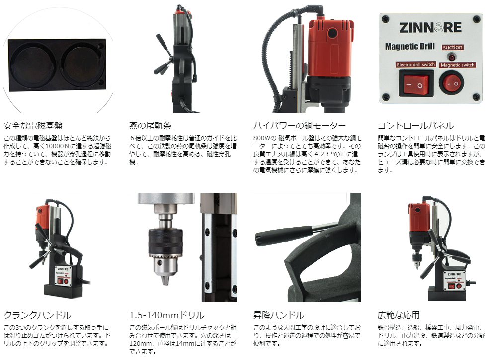 磁気ボール盤 磁気ドリルスタンド 磁気吸着式 小型ハンディタイプ磁器