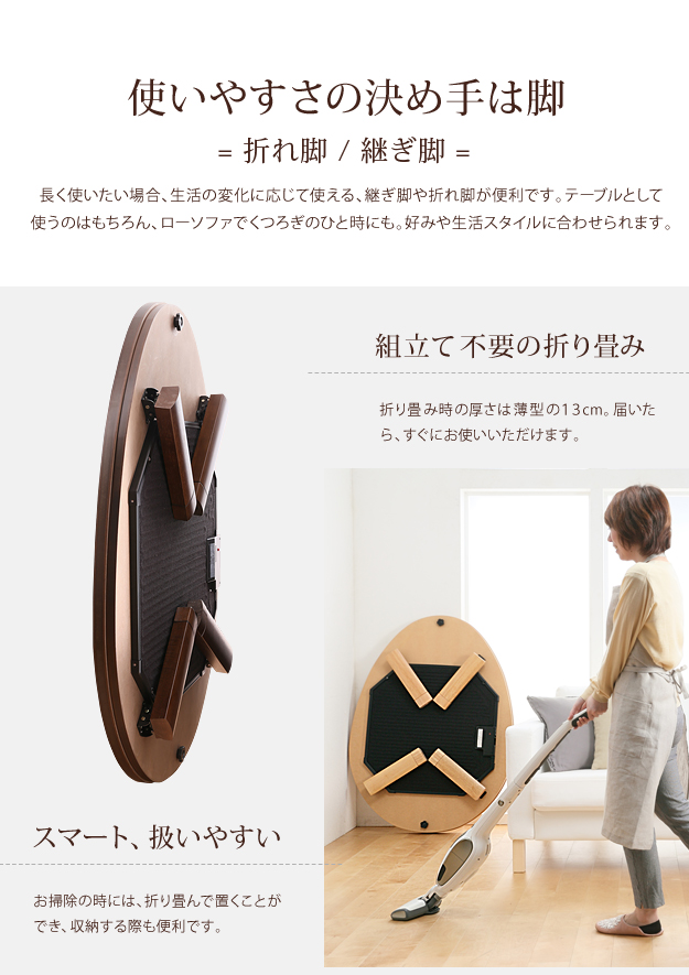 こたつ フラットヒーター折れ脚こたつ-エッグ&ビーンズ 120x90cm