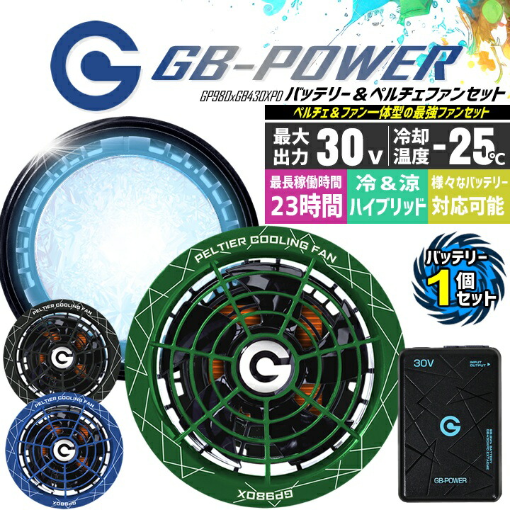GB-POWER ペルチェ冷却ファン バッテリーセット 即日発送】長信ジャパン 冷却ペルチェファン（30V専用 ペルチェファン1