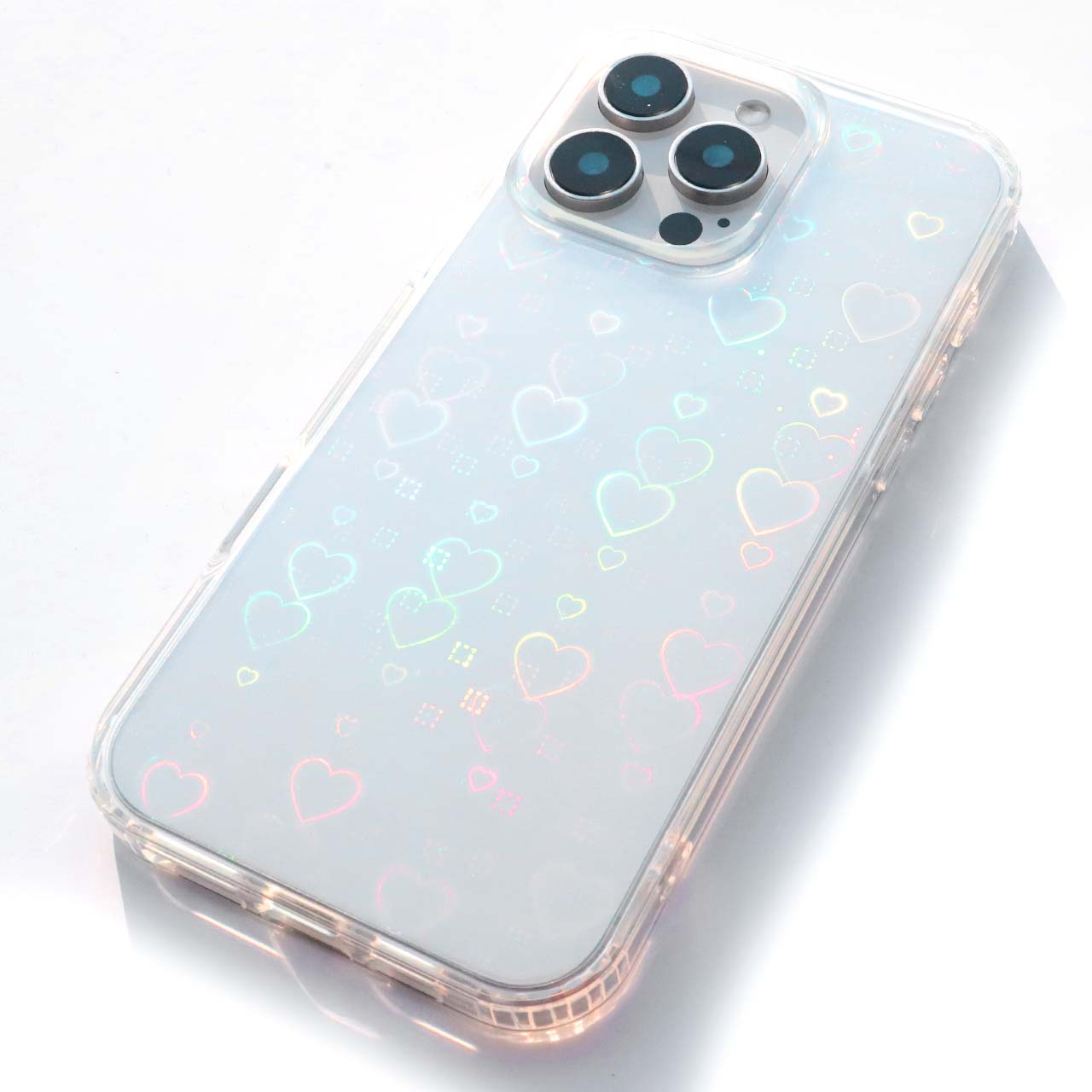 iPhone16 ケース Plus Pro Max レーザー ハート TPUケース