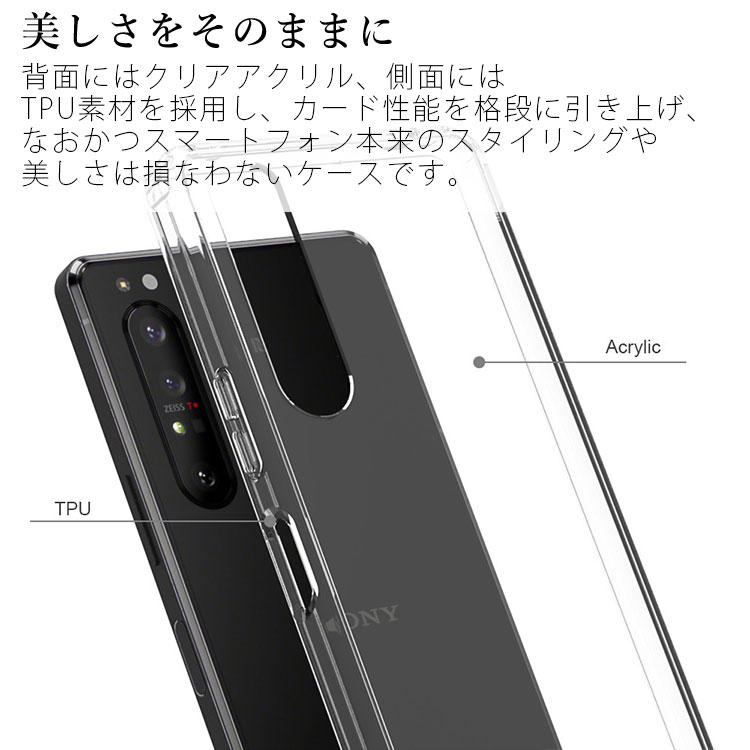 Xperia1 II 背面クリア耐衝撃ケース