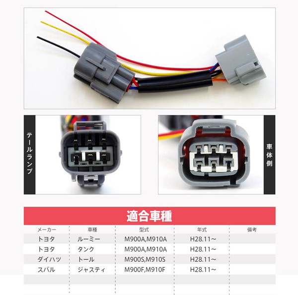 AZ) ルーミー/タンク/トール/ジャスティ(09)電源取り出し用配線/カプラー 簡単 テールランプ LEDリフレクター等 1個 (ネコポス送料無料)  アズーリ : 1904501010 : AZZURRI SHOPPING - 通販 - Yahoo!ショッピング